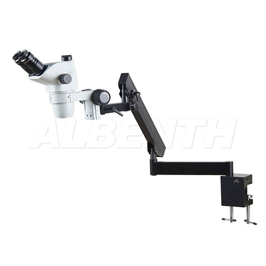 Albenth 0.67x-4.5x WF10X/22mm Trinocular Boom stand stereo microscope, 770mm Horizontal moving