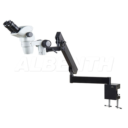 Albenth 0.67x-4.5x WF10X/22mm Binocular Boom stand stereo microscope, 770mm Horizontal moving