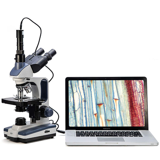 SWIFT SW350T 40X-2500X Biological Trinocular Microscope With 5.1MP Camera, 10X 25X Eyepieces, Mechanical Stage, Abbe Condenser