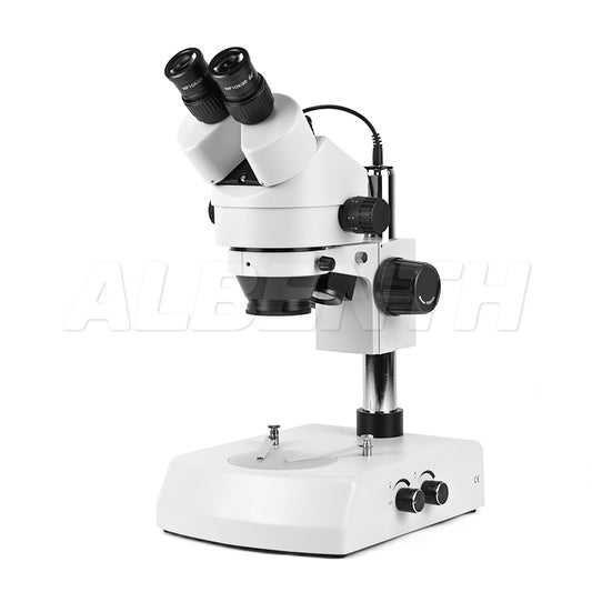 Albenth 7X-45X Binocular Stereo Zoom Microscope with Incident and Transmitted Light Source