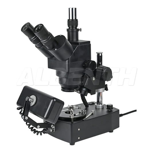 Albenth 10X-40X Jewelry Gem Trinocular Stereo Microscope With Polarizer, Analyzer