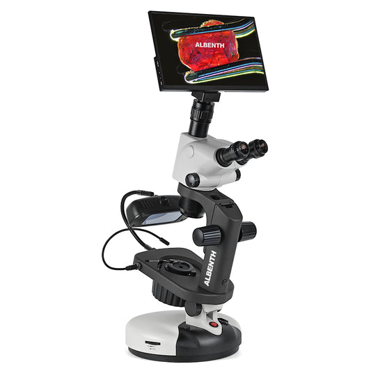 Albenth 6.5X-65X Trinocular Professional Jewelry Gemological Microscopes, With 4K 13.3'' LCD WiFi, HDMI, USB Microscope Camera