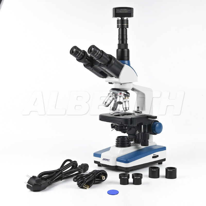 Albenth 40X-2500X Professional LED Brightfield Trinocular Digital Biological Microscope With 5.1MP USB Camera Albenth 40X-2500X Professional LED Brightfield Trinocular Digital Biological Microscope With 5.1MP USB Camera