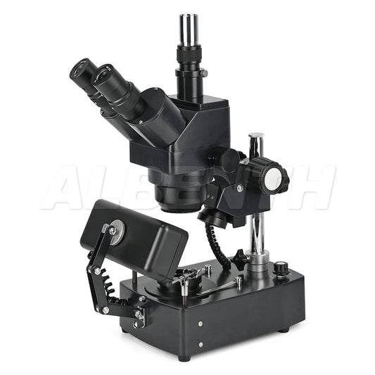 Albenth 10X-40X Jewelry Gem Trinocular Stereo Microscope on Pillar Stand