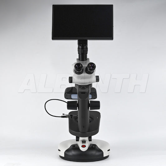 Albenth 6.5X-65X Trinocular Professional Jewelry Gemological Microscopes, With 4K 13.3'' LCD WiFi, HDMI, USB Microscope Camera