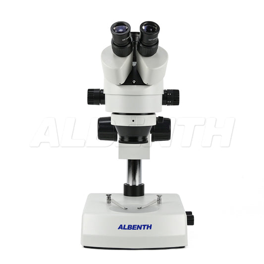 Albenth 7X-45X Trinocular Stereo Zoom Microscope with Incident and Transmitted LED Light