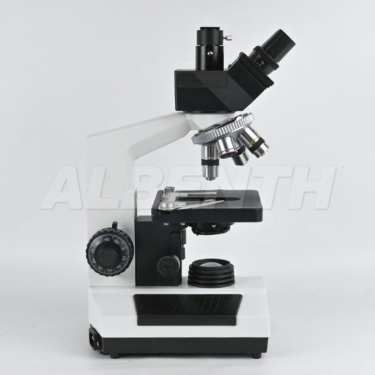 Albenth 40X-1600X Trinocular Biological Achromatic Microscope With Double Layer Mechanical Stage 1W LED Light, 1X Camera Adapter