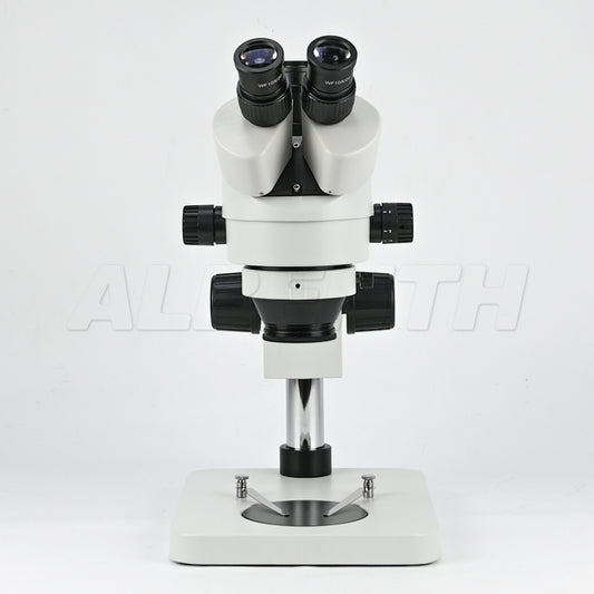 Albenth 7-45X Trinocular Zoom Stereo Microscope on Pole Stand With 0.5X Auxiliary Lens