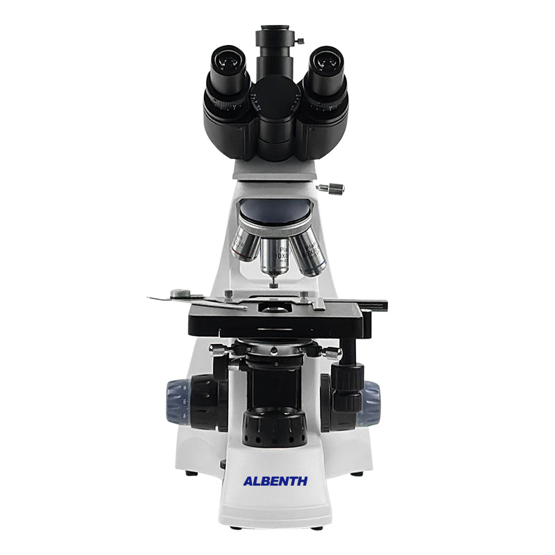 Albenth 40X-1000X Trinocular Biological Microscopes With 3W LED, Abbe Condenser, Double Layer Mechanical Stage Albenth 40X-1000X Trinocular Biological Microscopes With 3W LED, Abbe Condenser, Double Layer Mechanical Stage