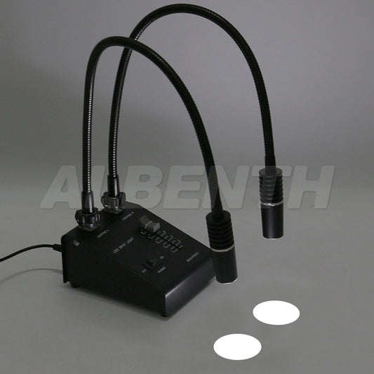 Albenth 6W Stereo Microscope LED Double Gooseneck Light Cold Facula Fiber Optic Adjustable Microscope Illuminator Lamp Spot Light