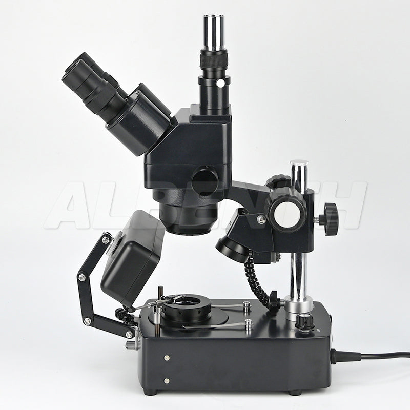 Albenth 10X-40X Jewelry Gem Trinocular Stereo Microscope on Pillar Stand Albenth 10X-40X Jewelry Gem Trinocular Stereo Microscope on Pillar Stand