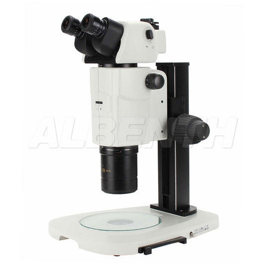 Albenth 7.5-135X Research Grade Stereo Trinocular Microscope With Track Stand and Main objective