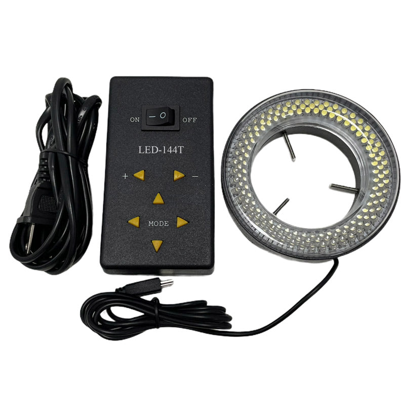 144-LED Direction-Adjustable Microscope Ring Light with Adapter