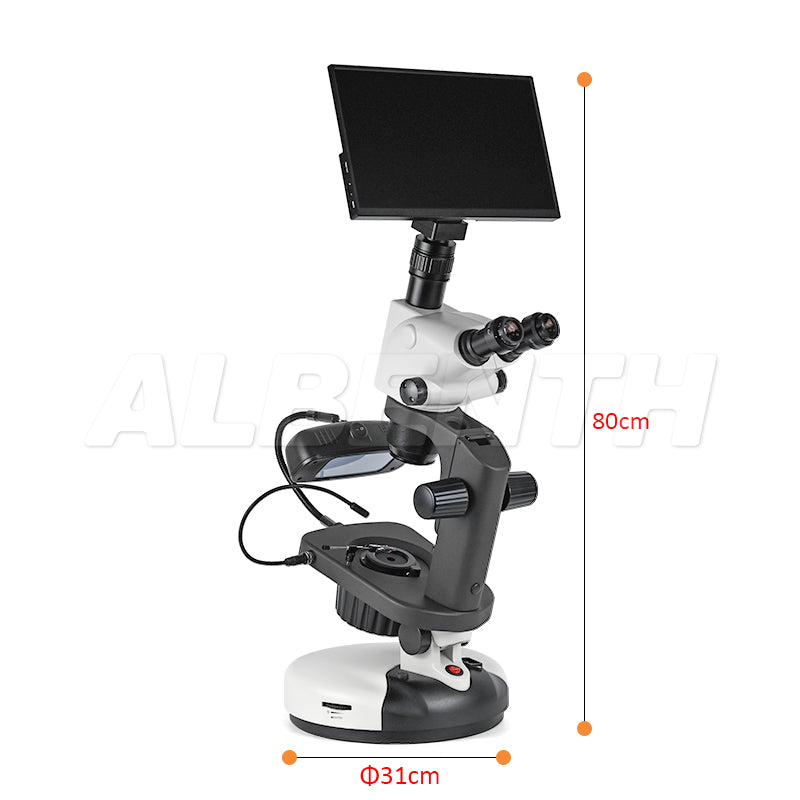 Albenth 6.5X-65X Trinocular Professional Jewelry Gemological Microscopes, With 4K 13.3'' LCD WiFi, HDMI, USB Microscope Camera