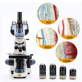 Swift SW380T 40X-2500X Magnification, Siedentopf Head, Research-Grade Trinocular Microscope Compound Lab with Wide-Field 10X/25X Eyepieces, Mechanical Stage, Ultra-Precise Focusing