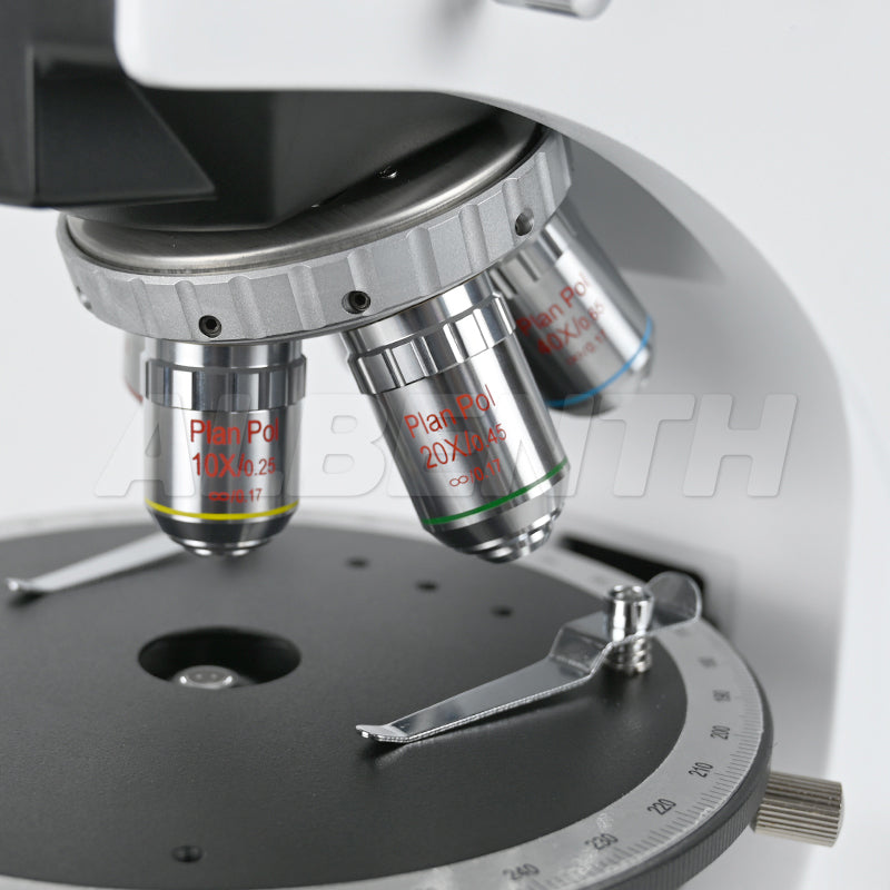 Albenth 40X-400X Transmitting Reflecting Polarizing Trinocular Microscope With Revolving Round Stage LED Illumination