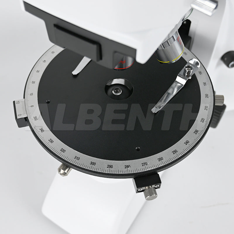 Albenth 40X-400X Transmitting Reflecting Polarizing Trinocular Microscope With Revolving Round Stage LED Illumination
