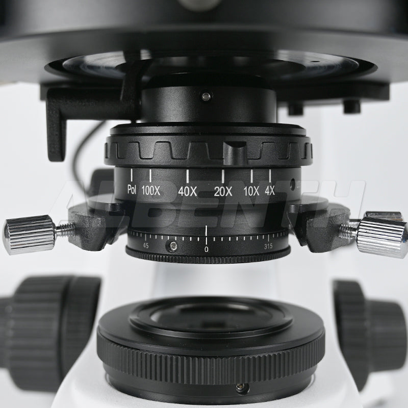 Albenth 40X-400X Transmitting Reflecting Polarizing Trinocular Microscope With Revolving Round Stage LED Illumination