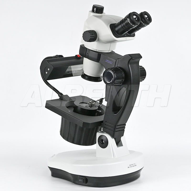 Albenth 6.7X-45X Magnification Professional Advanced Jewel Gem Zoom Binocular Stereo Microscope on Track Stand