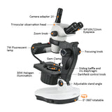 Albenth 6.7X-45X Magnification Professional Advanced Jewel Gem Zoom Binocular Stereo Microscope on Track Stand