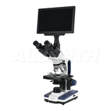 SWIFT SW350T Trinocular Compound Microscope SW350T, 40X-2500X Magnification With 2MP/4MP 10.1'' LCD Microscope Camera Siedentopf Head, Research-Grade, Two-Layer Mechanical Stage