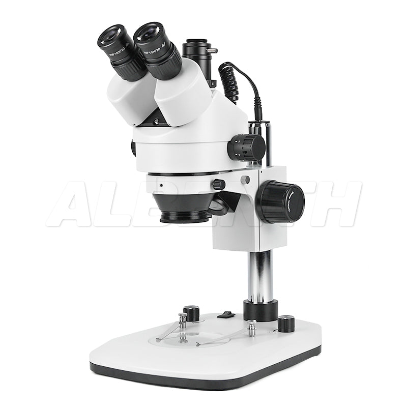 Microscopio stereo del supporto del montaggio trinoculare 7x-45x Trinocular con luci a LED superiore e inferiore