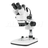 Microscopio stereo del supporto del montaggio trinoculare 7x-45x Trinocular con luci a LED superiore e inferiore