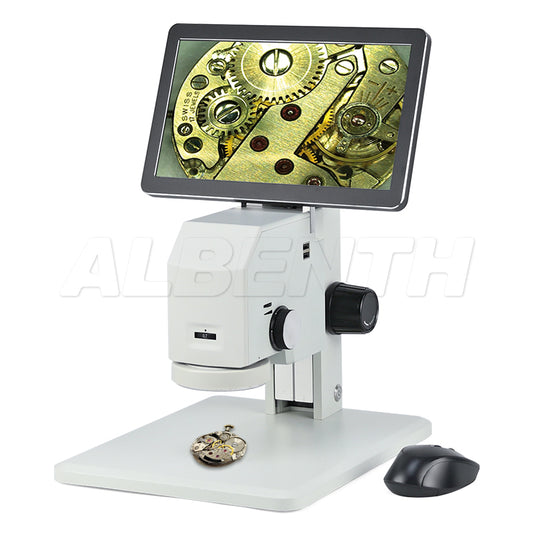 Microscopio stereo trinoculare a LED digitale 1080p con schermo LCD da 11,6 pollici / monitor