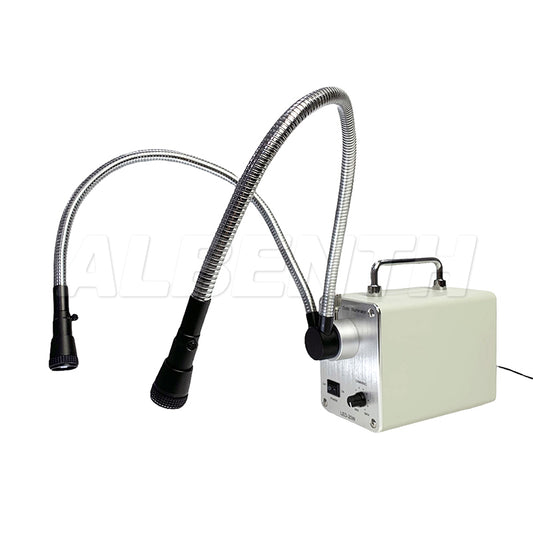 Albenth 20W Fiber Optic Dual Gooseneck Microscope Light Illuminator