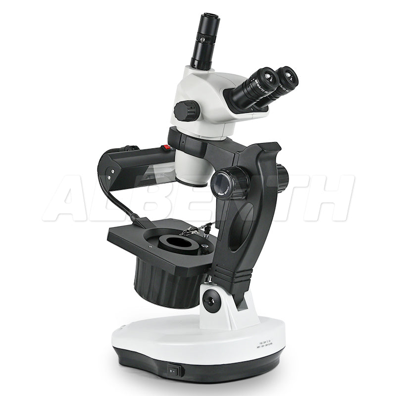 Albenth 6.7X-45X Magnification Professional Advanced Jewel Gem Zoom Binocular Stereo Microscope on Track Stand