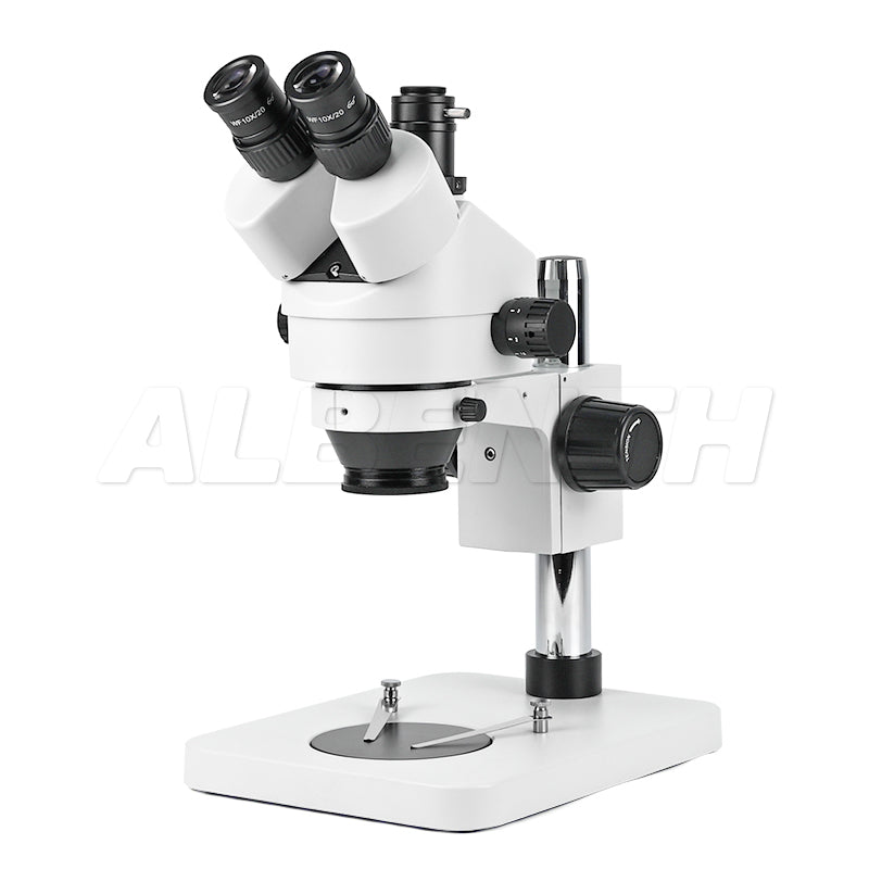 Albenth 7-45X Trinocular Zoom Stereo Microscope Pillar Stand Microscope