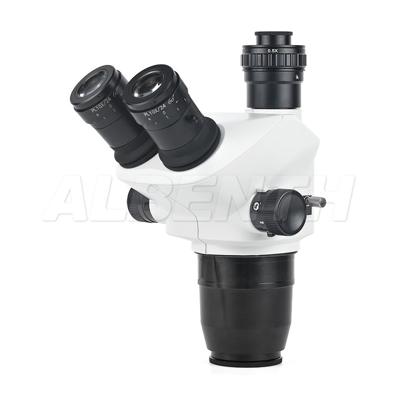 Albenth 6.5x-52x Trinocular Zoom Stereo Microscope Body With Camera Adapters