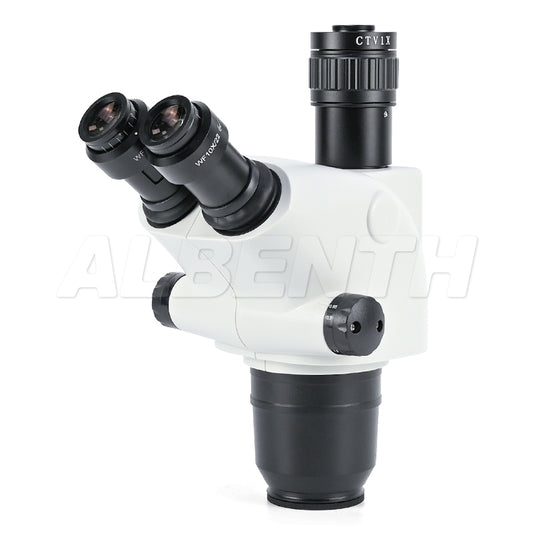 Testa del microscopio di zoom stereo trinoculare 0.65-6.5x