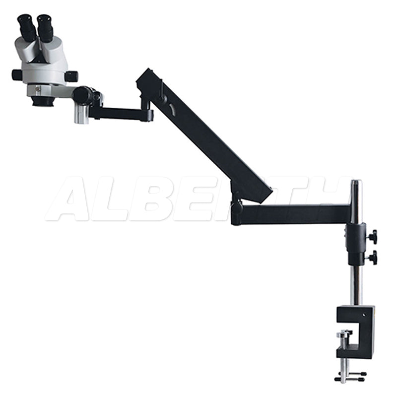 Albenth 7X-45X Binocular Boom stand stereo microscope, 55-75mm Pupillary adjust distance