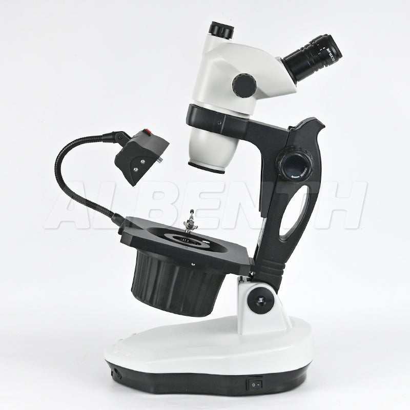 Albenth 6.7X-45X Magnification Professional Advanced Jewel Gem Zoom Binocular Stereo Microscope on Track Stand