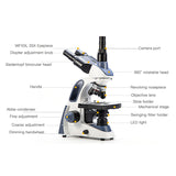 Swift SW380T 40X-2500X Magnification, Siedentopf Head, Research-Grade Trinocular Microscope Compound Lab with Wide-Field 10X/25X Eyepieces, Mechanical Stage, Ultra-Precise Focusing