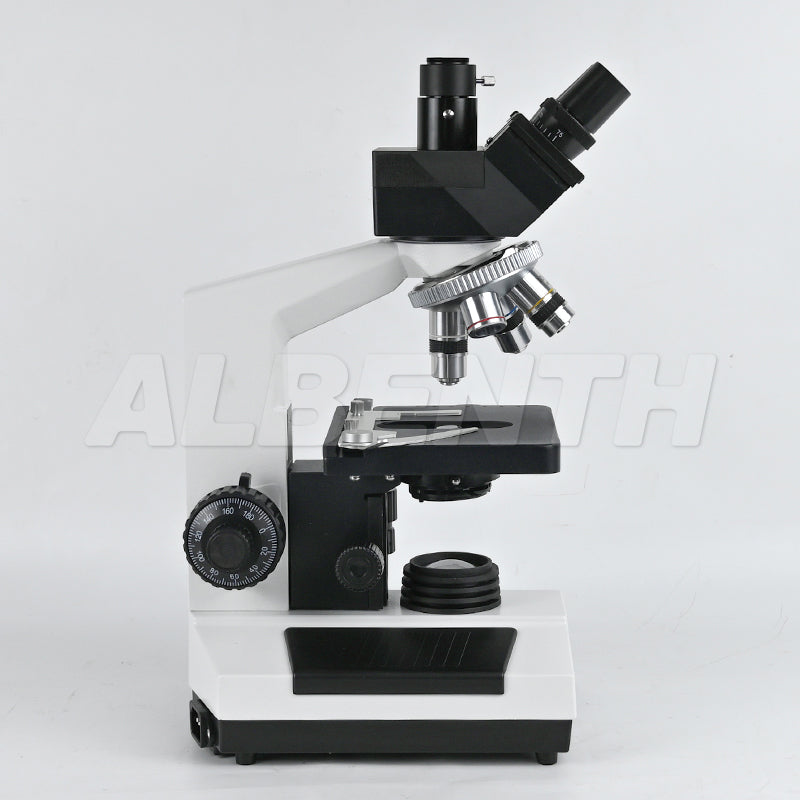 Albenth 40X-1600X Trinocular Biological Achromatic Microscope With Double Layer Mechanical Stage 1W LED Light, 1X Camera Adapter