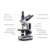 SWIFT SW350T 40X-2500X Trinocular Microscope With 3.1MP/5.1MP/10MP Camera, 10X 25X Eyepieces, Mechanical Stage, Abbe Condenser