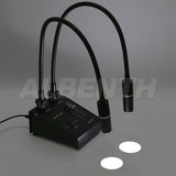 Albenth 6W Stereo Microscope LED Double Gooseneck Light Cold Facula Fiber Optic Adjustable Microscope Illuminator Lamp Spot Light