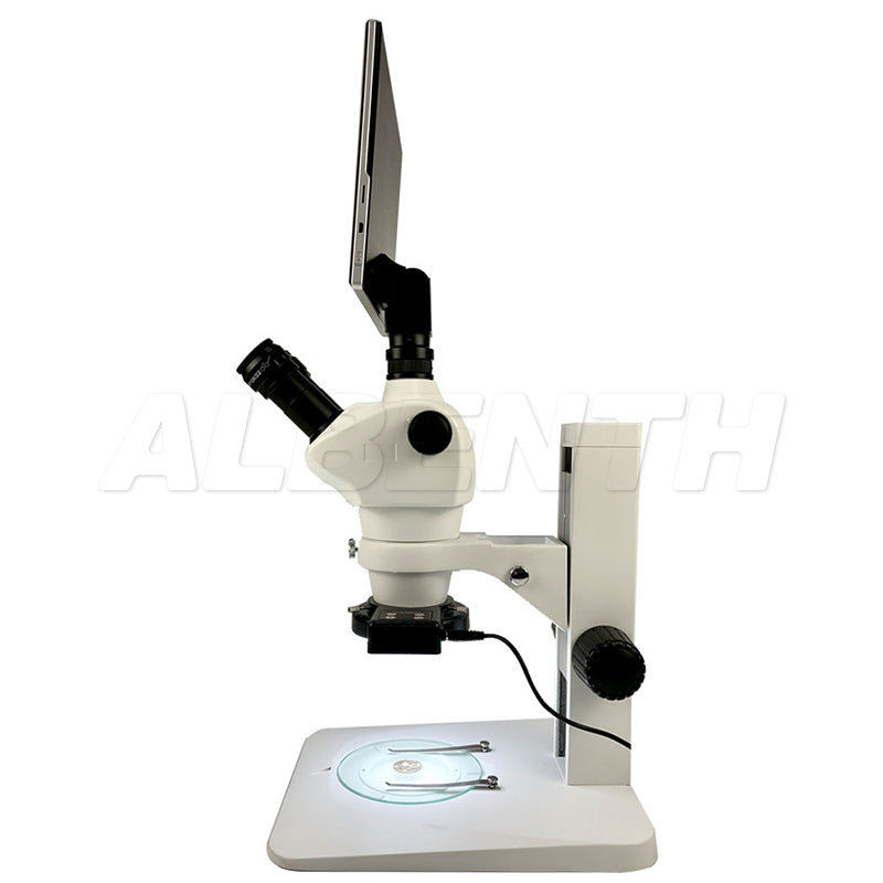 Albenth 9.7 inch LCD 5.0MP 0.8X - 5X Zoom digital stereo microscope with 80 LEDs ring light, digital stereo microscope
