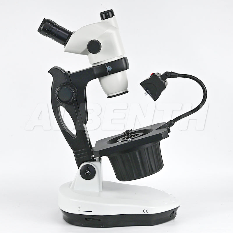 Albenth 6.7X-45X Magnification Professional Advanced Jewel Gem Zoom Binocular Stereo Microscope on Track Stand