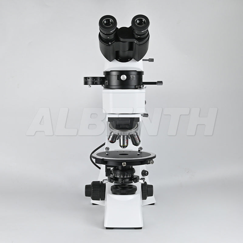 Albenth 40X-400X Transmitting Reflecting Polarizing Trinocular Microscope With Revolving Round Stage LED Illumination