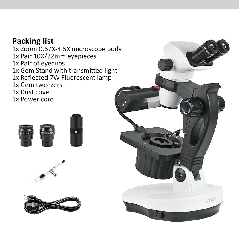 Albenth 6.7X-45X Magnification Professional Advanced Jewel Gem Zoom Binocular Stereo Microscope on Track Stand