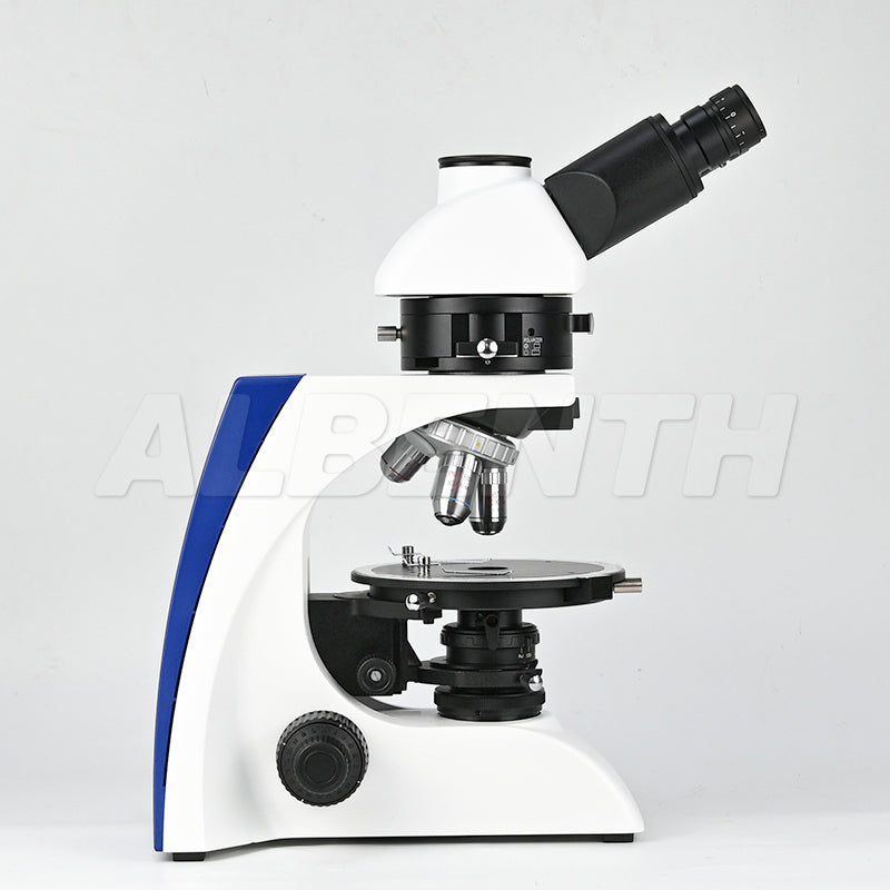 Albenth 40X-400X Transmitting Polarizing Trinocular Microscope Revolving Round Stage Halogen Illumination