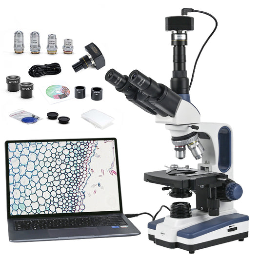 SWIFT SW350T 40X-2500X Trinocular Microscope With 3.1MP/5.1MP/10MP Camera, 10X 25X Eyepieces, Mechanical Stage, Abbe Condenser