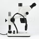 Albenth 6.5X-65X Zoom Stereo Trinocular Microscope on Pole Stand Gooseneck Light