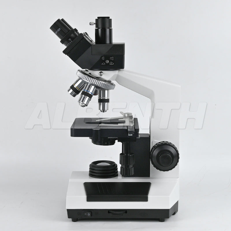 Albenth 40X-1600X Trinocular Biological Achromatic Microscope With Double Layer Mechanical Stage 1W LED Light, 1X Camera Adapter
