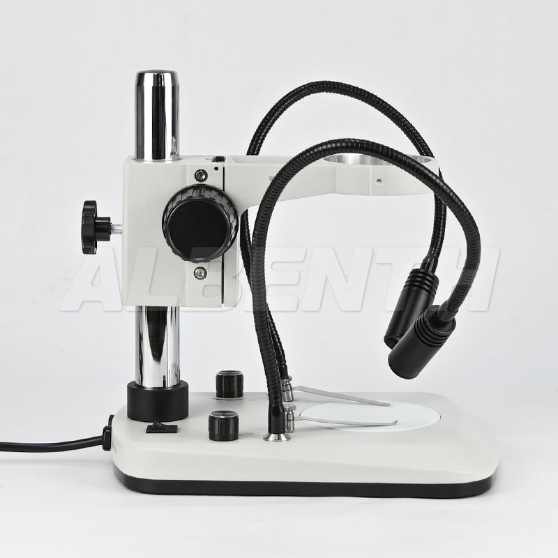 Albenth Stereo Microscope Table Stand With Dimming Dual Gooseneck LED Illuminator & Focusing Rack
