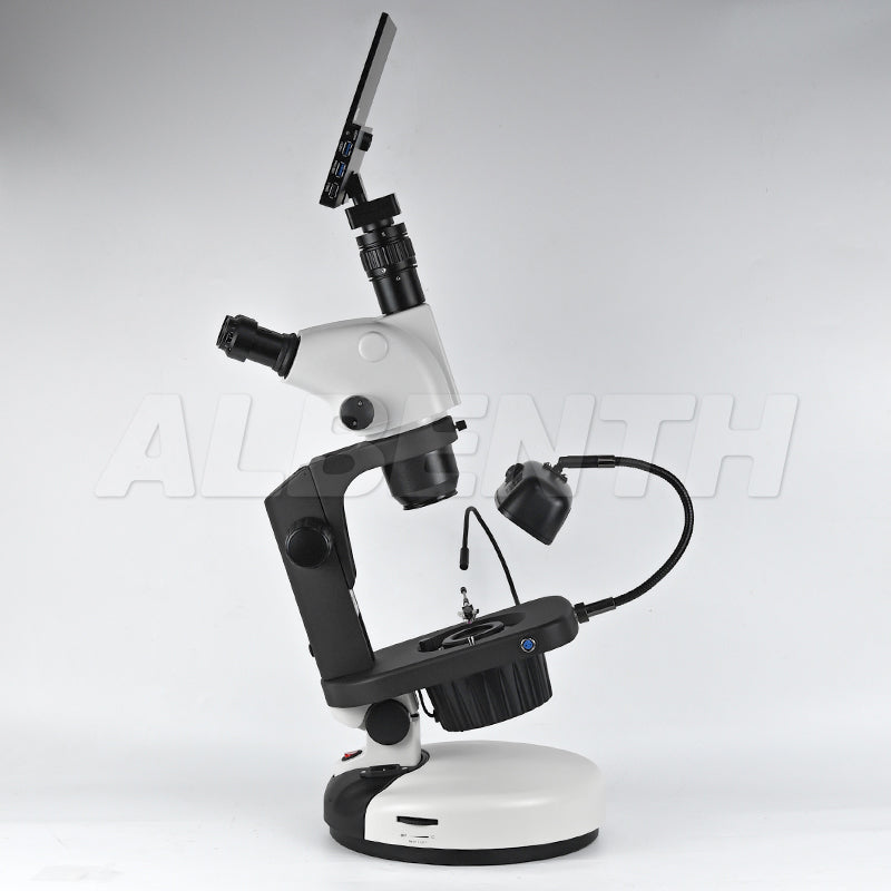 Albenth 6.5X-65X Trinocular Professional Jewelry Gemological Microscopes, With 4K 13.3'' LCD WiFi, HDMI, USB Microscope Camera