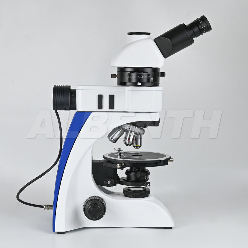 Albenth 40X-400X Transmitting Reflecting Polarizing Trinocular Microscope With Revolving Round Stage LED Illumination